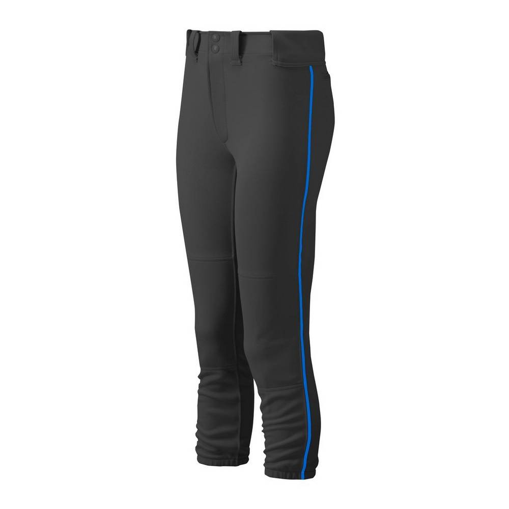 Mizuno Women's Belted Piped Softball Pants Black/Royal (350314-HOD)